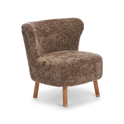 Emil Loungesessel | Messing | Kurzhaar Taupe