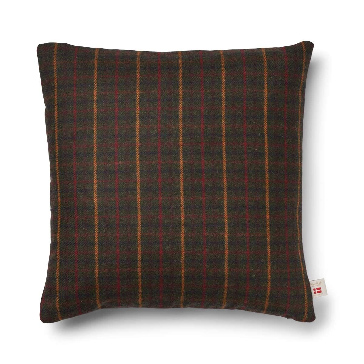 Kariertes Wollkissen | 100% Wolle | 52x52 cm | 34x52 cm Kilberry Fir-Dunkelgrün