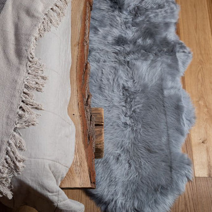 Merino Doppeltes Lammfell | Langhaar | Neuseeland | 160x60 cm Hellgrau