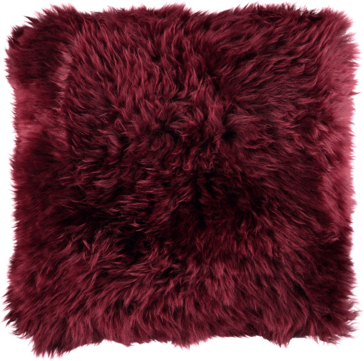 Lammfellkissen Premium | Langhaar | Neuseeland | 35x35 cm Bordeauxrot