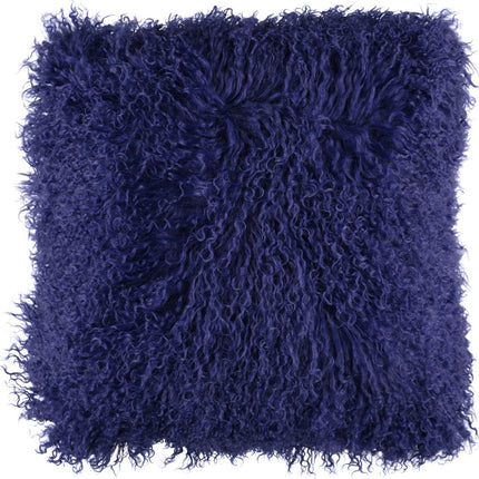 Lammfellkissen | Tibet | 28x56 cm | 40x40 cm Marineblau (Dunkel)