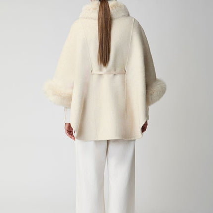 Lorraine Poncho | Wolle, Fuchs Beige