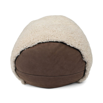 Lammfellpouf Premium | Kurzhaar | Neuseeland | D41x31 cm Perlweiß