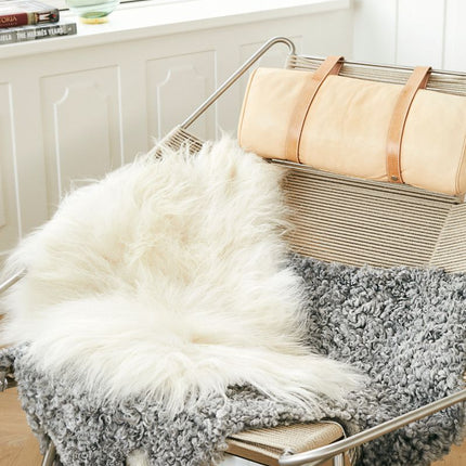 Lammfell | Langhaar Premium | Island | 100-120x60 cm Weißlich