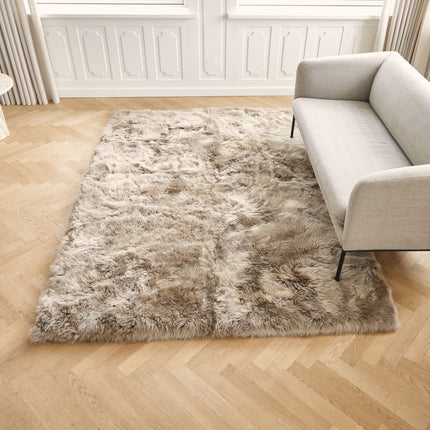 Lammfell Designerteppich Premium | Langhaar | Neuseeland Taupe