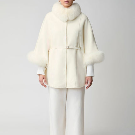 Lorraine Poncho | Wolle, Fuchs Beige