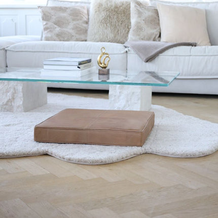 Quadratischer Sitzbezug | Premium Kalbsleder | 50x50x6 cm Gold Tan