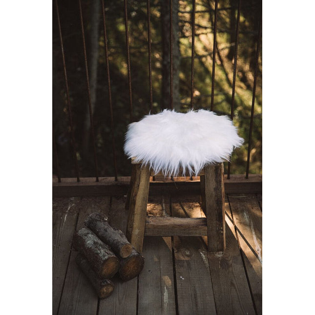 Sitzkissen 2er Pack | Lammfell | D35 cm Schwarz