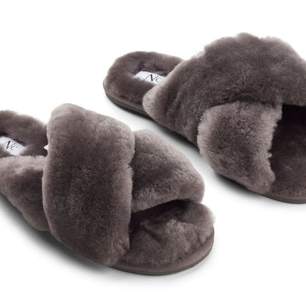 Lammfell Cross Slippers | Neuseeland | Größe 35-42