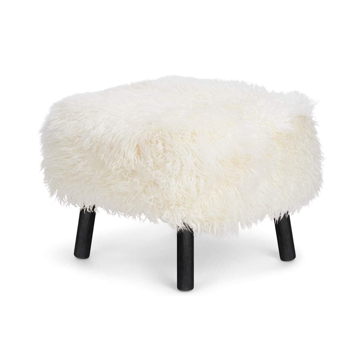 Lammfell Hocker Emil | Premium | Langhaar Schneeweiß