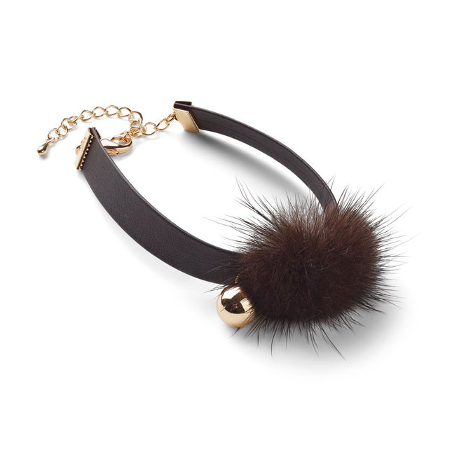 Nicki Armband | Nerz, Leder Braun