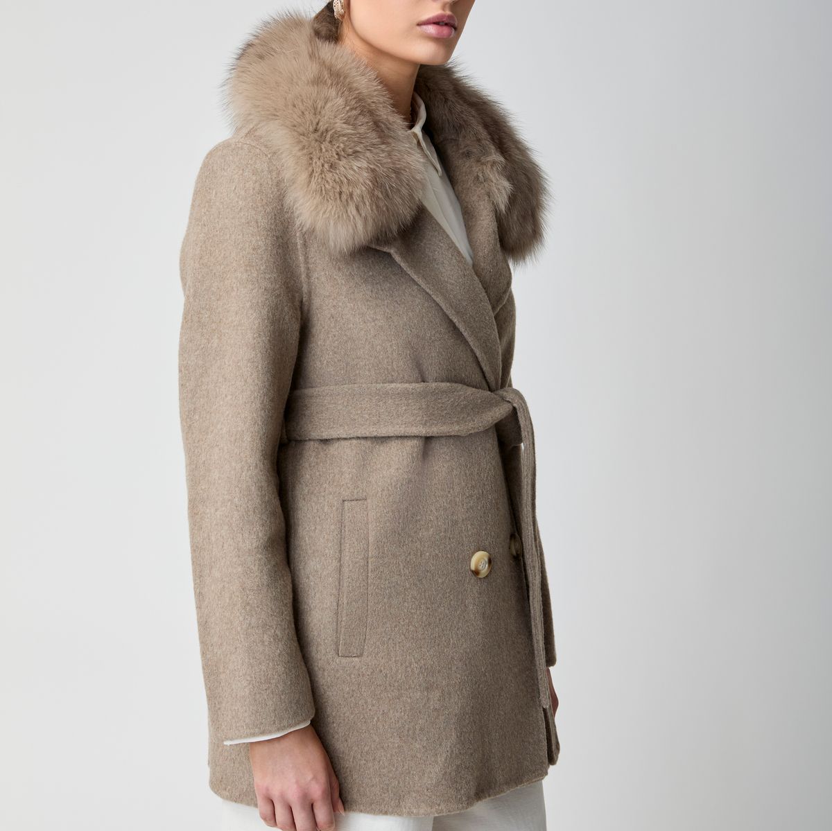 Charlott Mantel | Lammwolle, Fuchs Beige