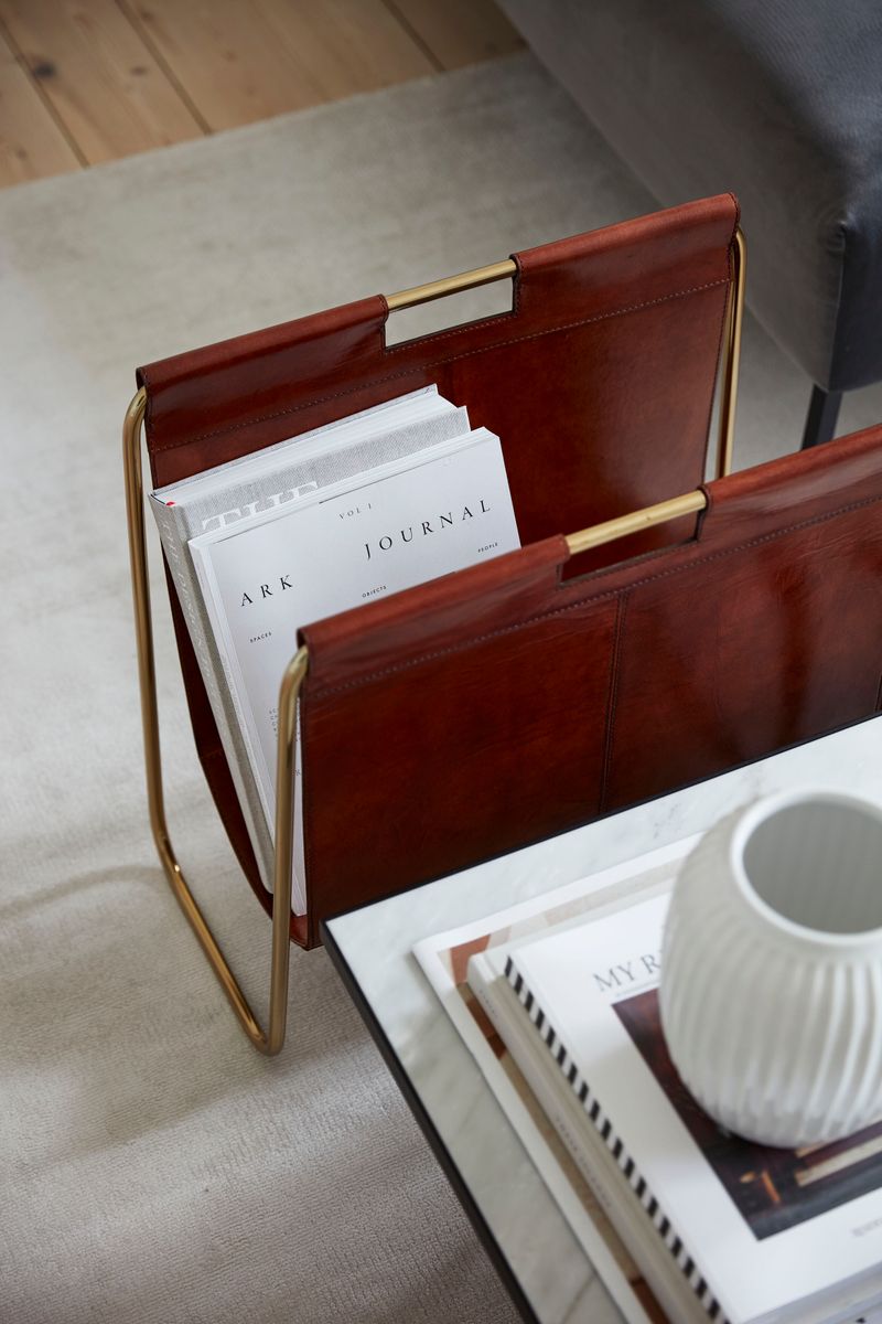 Zeitschriftenhalter | Kalbsleder | 50x25x50 cm Wohnaccessoire | Lammfellhaus.at