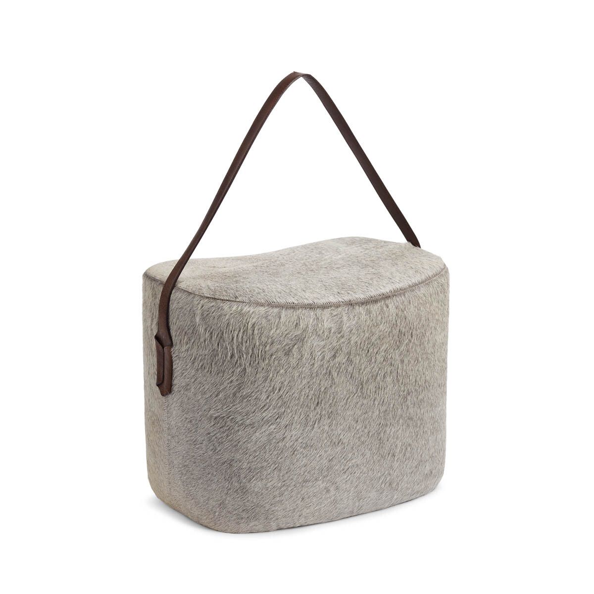 Hocker mit Henkel | Brasilien | Hochwertiges Kalbsleder | 45x35x38 cm Poufs | Lammfellhaus.at