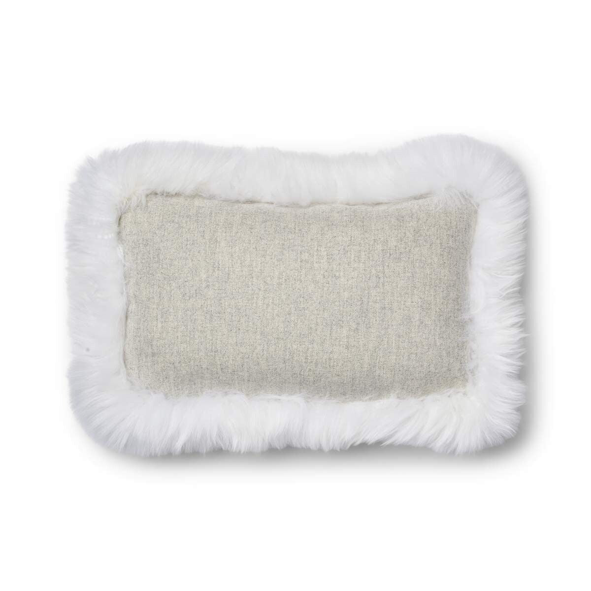 Wollkissen | 100% Wolle | Fellborte | 52x52 cm | 34x52 cm Silber/Elfenbein