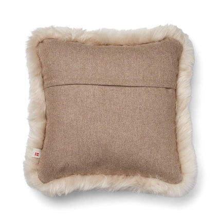 Wollkissen | 100% Wolle | Fellborte | 52x52 cm Beige/Leinen