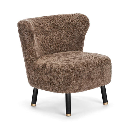 Emil Loungesessel | Messing | Kurzhaar Taupe