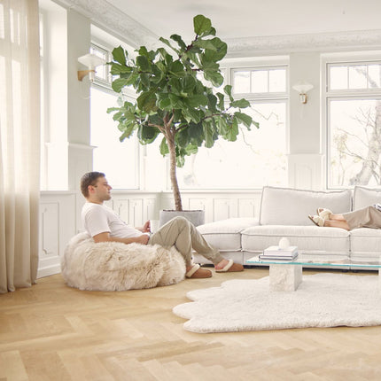 Lammfell Sitzsack Premium | Langhaar | Neuseeland | 73x74 cm | 92x93 cm Schwarz