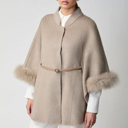 Lorraine Poncho | Wolle, Fuchs Beige