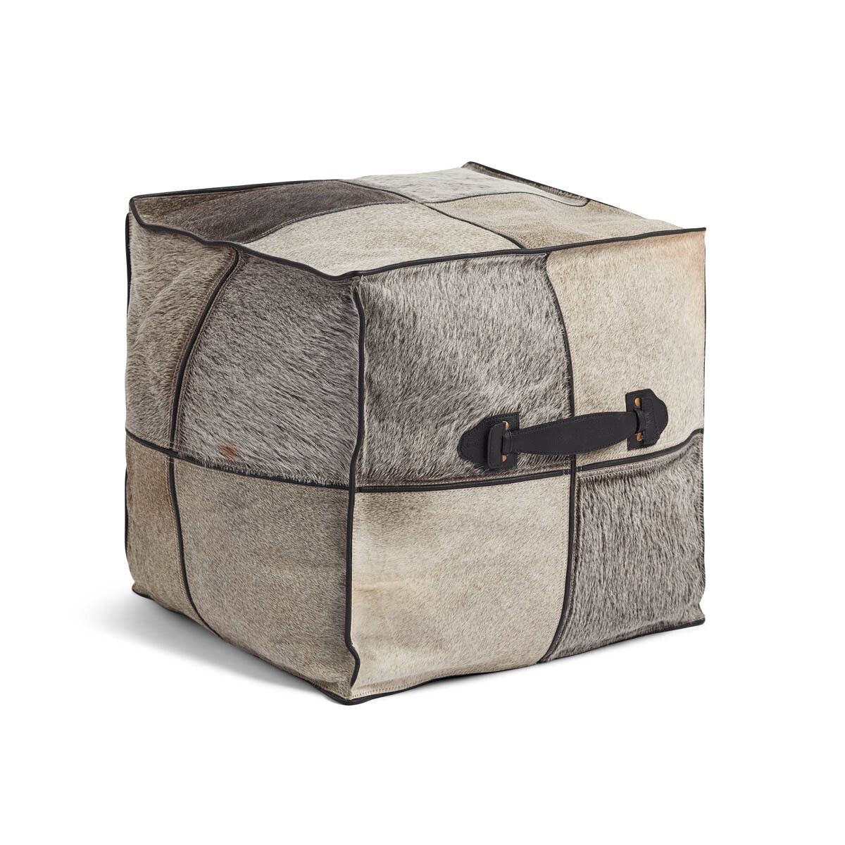 Hocker mit Griff | Brasilien | Hochwertiger Kalbsleder | 45x45x45 cm Poufs | Lammfellhaus.at