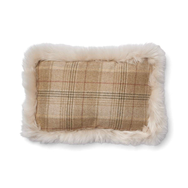 Kariertes Wollkissen | 100% Wolle | Fellborte | 52x52 cm | 34x52 cm
